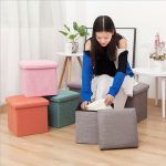 Simple Fabric Storage Storage Stool Folding Shoe Bench Footstool Can Sit With Lid Storage Box Stool 30*30*30cm/40*25*25cm - Image 4