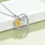 You are My Sunshine Cat Jewelry for Women Sterling Silver Cat Sunflower Heart-Shaped Necklace Gifts for Girls Mom Daughter Sister - Image 6