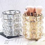 Europe Metal Makeup Brush Storage Tube Eyebrow Pencil Makeup Organizer Bead Crystal Jewelry Storage Box - Image 2