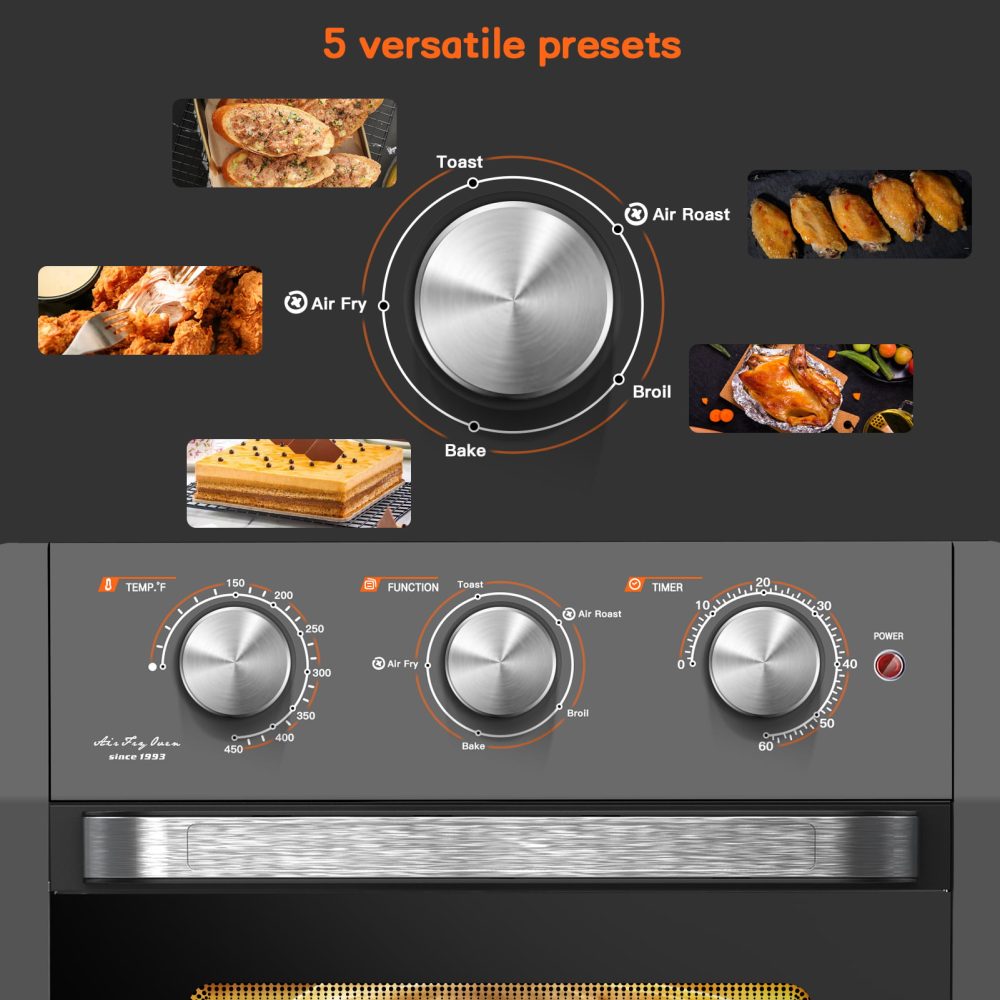 Air Fryer Toaster Oven - 5-In-1 Convection Oven with Air Fry, Roast, Toast, Broil & Bake Function - Air Fry Toaster Oven for Countertop - Kitchen Appliances for Cooking Chicken, Steak & Pizza - Image 15