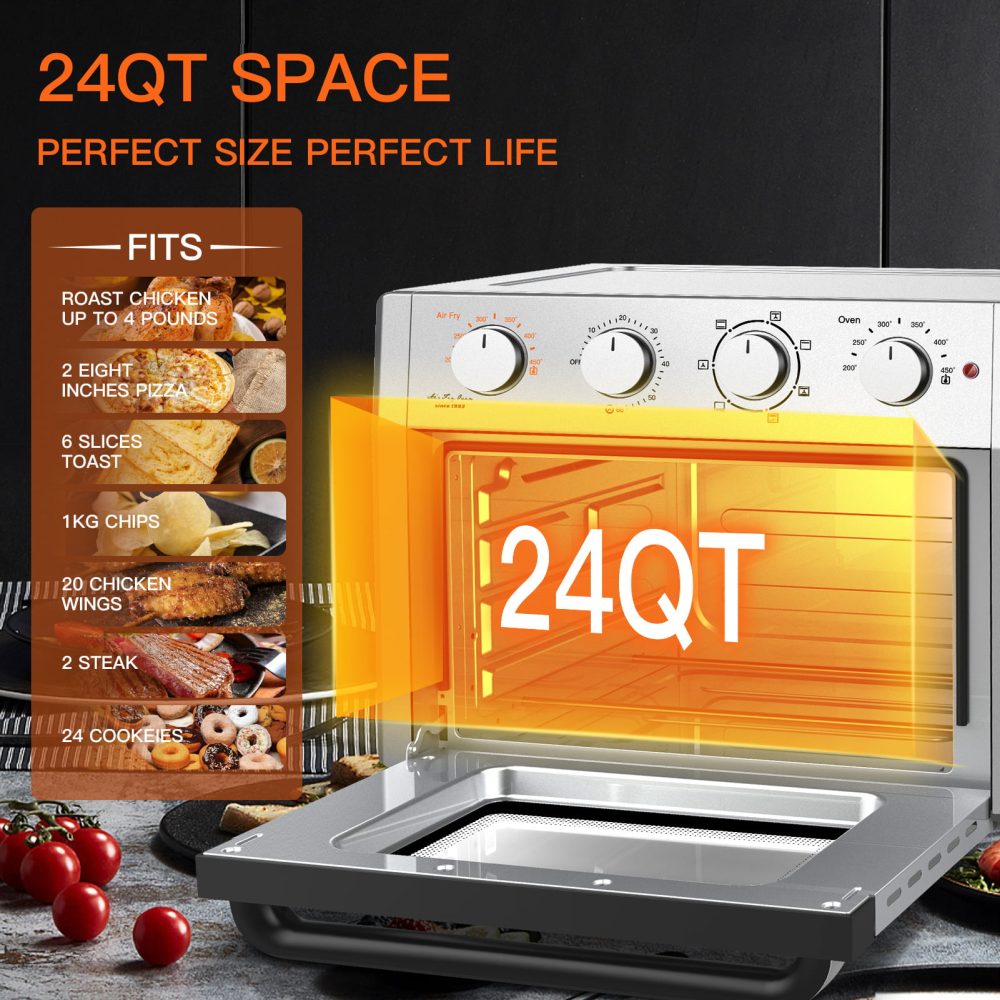 Prohibit Amazon sales. Air Fryer Toaster Oven 24 Quart - 7-In-1 Convection Oven with Air Fry, Roast, Toast, Broil & Bake Function  for Countertop - Kitchen Appliances for Cooking Chicken, Steak & Pizz - Image 13