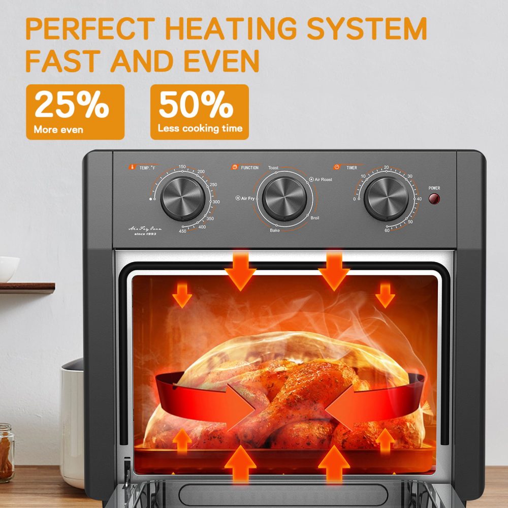 Air Fryer Toaster Oven - 5-In-1 Convection Oven with Air Fry, Roast, Toast, Broil & Bake Function - Air Fry Toaster Oven for Countertop - Kitchen Appliances for Cooking Chicken, Steak & Pizza - Image 8